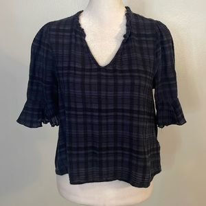 [DOLAN] Navy Blue Flannel Knit Blouse - Size XS